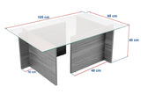 Salontafels - Rechthoekige Moderne Salontafel Vetroni Zwart Hout Look - Glas - 105x65 cm - Dimehouse