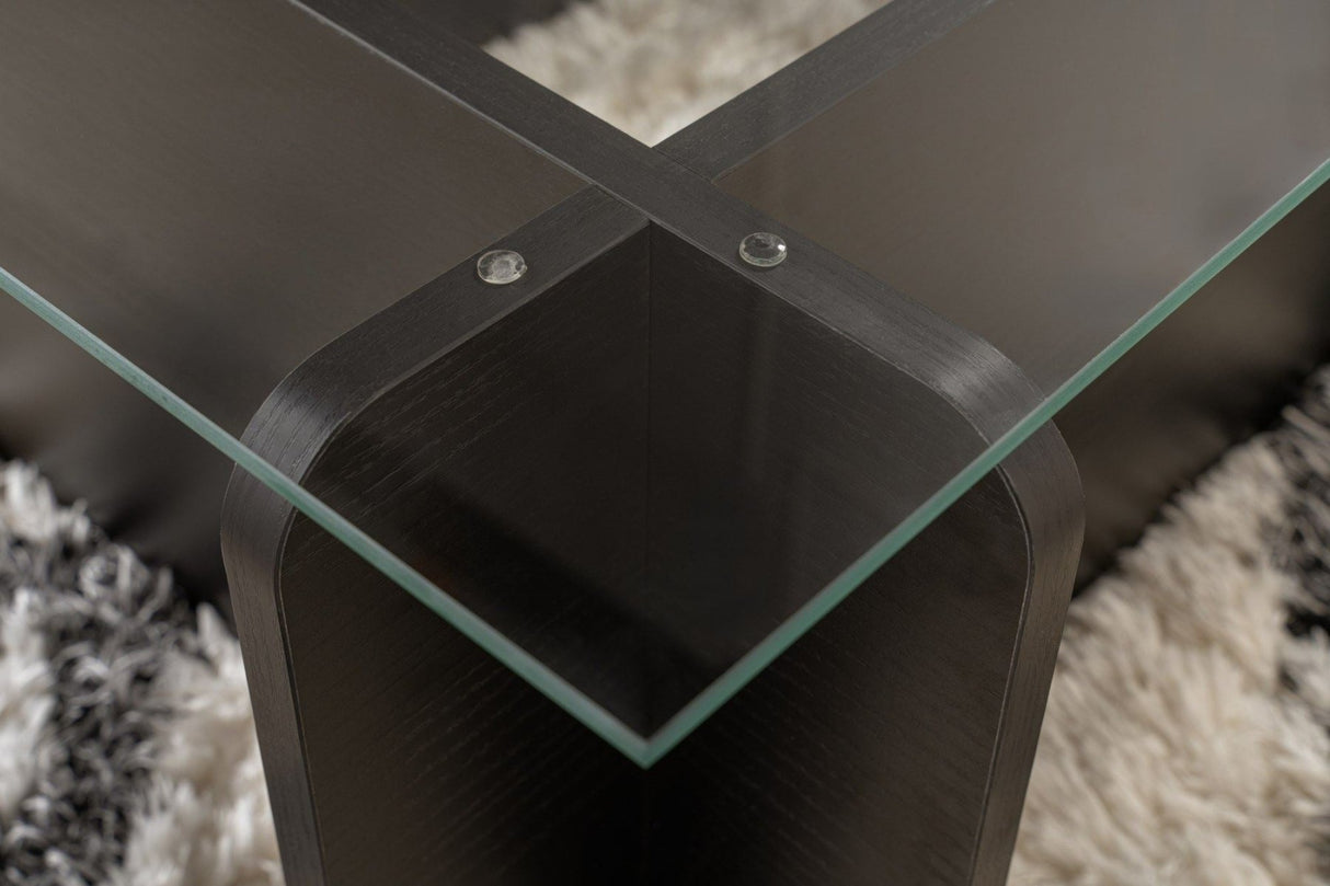 Mesa de centro Negro Madera Melamina Vidrio Opal 105x65x30 cm 
