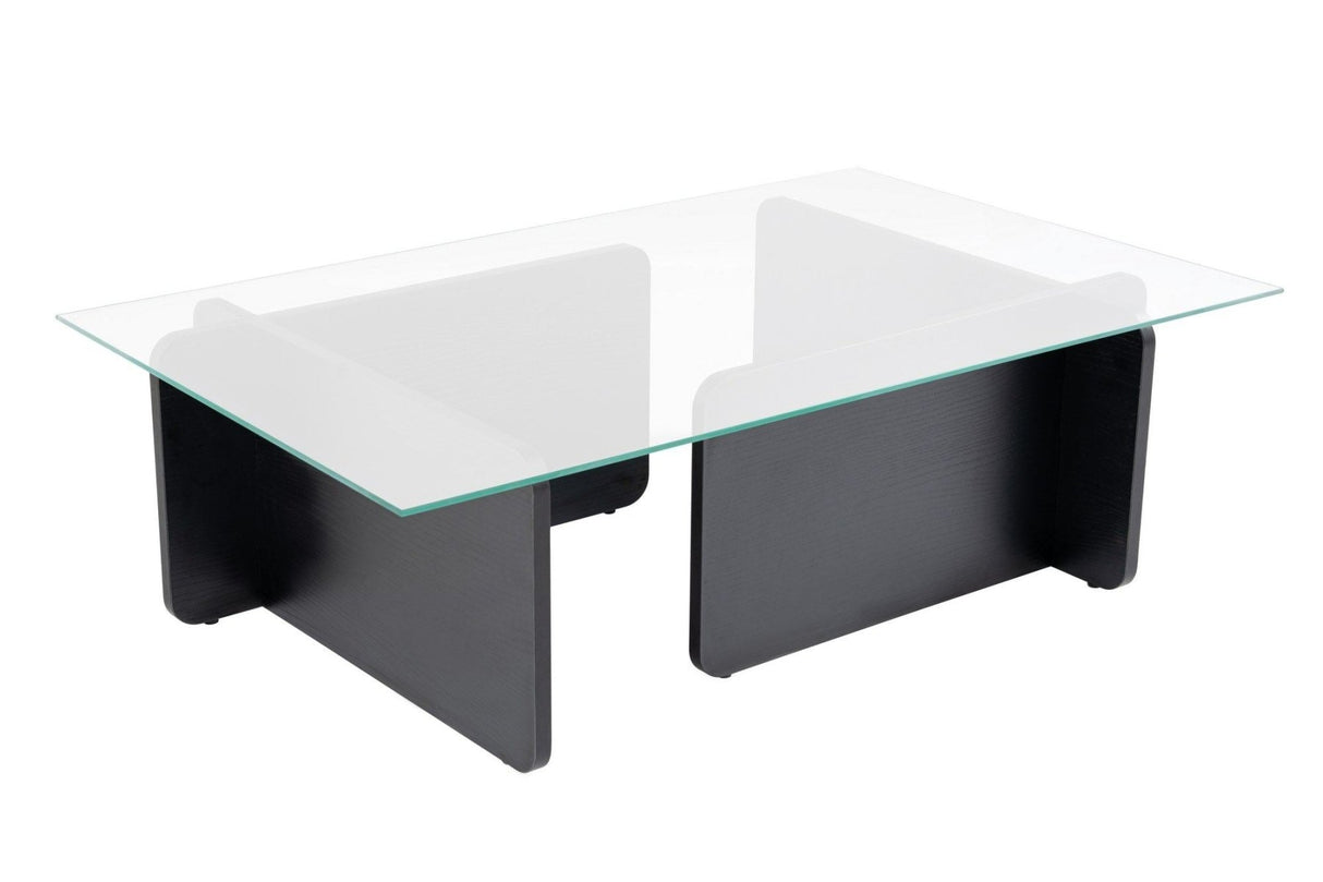 Mesa de centro Negro Madera Melamina Vidrio Opal 105x65x30 cm 