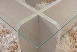 Salontafels - Salontafel Grijs Melamine Glas Opal 105x65x30 cm - Dimehouse