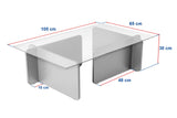 Salontafels - Salontafel Wit Melamine Glas Opal 105x65x30 cm - Dimehouse