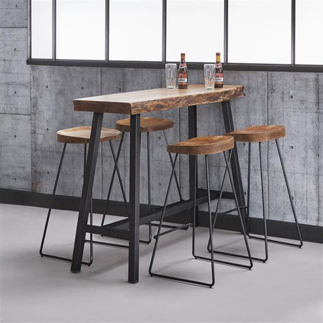 Juego de 4 Taburetes de Bar Lenn de Madera de Acacia - Altura del asiento 71 cm - Sin respaldo 