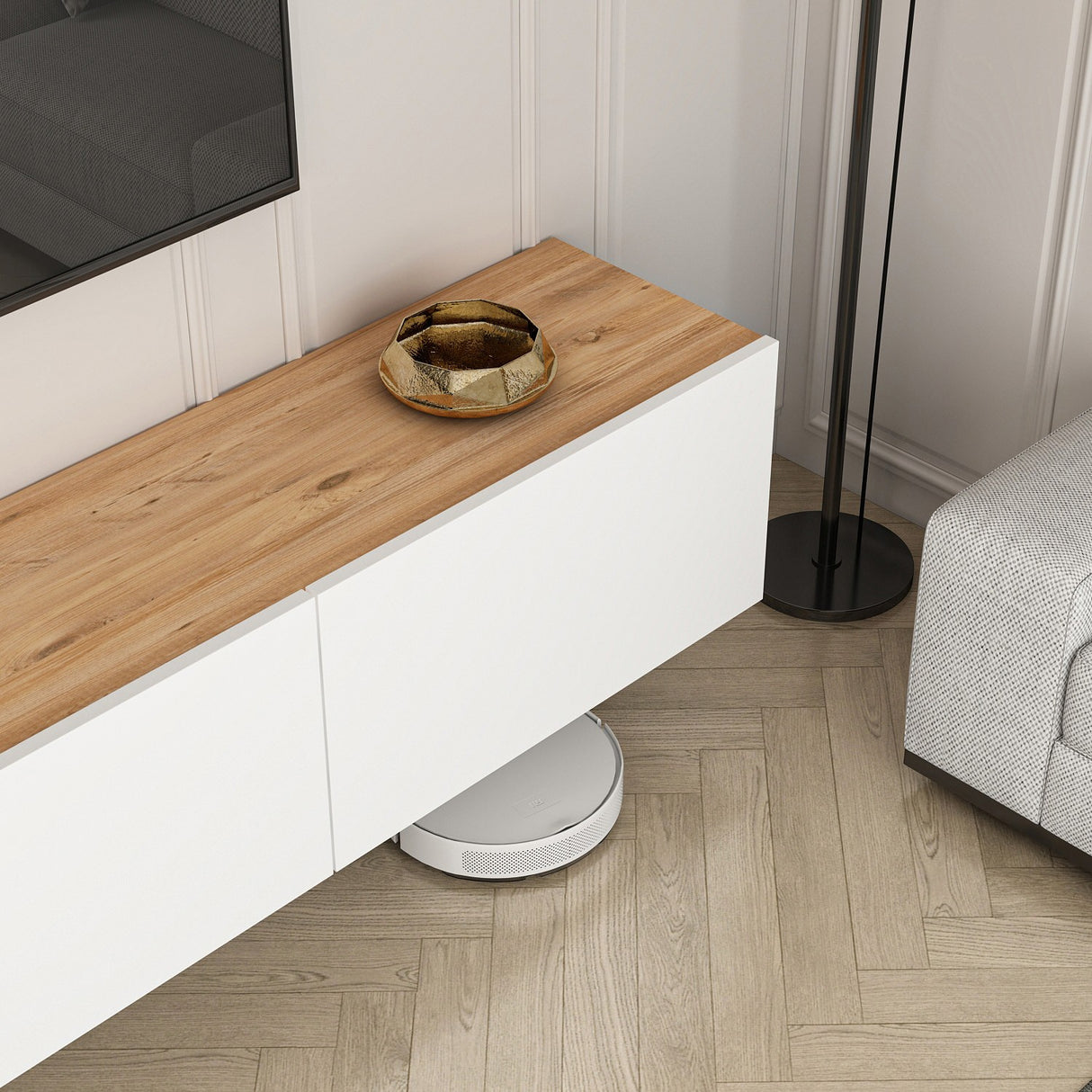 West wandplank wit met eikenlook 150 cm Wit, Atlantic Pine eikenlook Gemelamineerd houtcomposiet