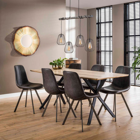 Juego de 4 sillas de comedor Siena Saddle PU negro 