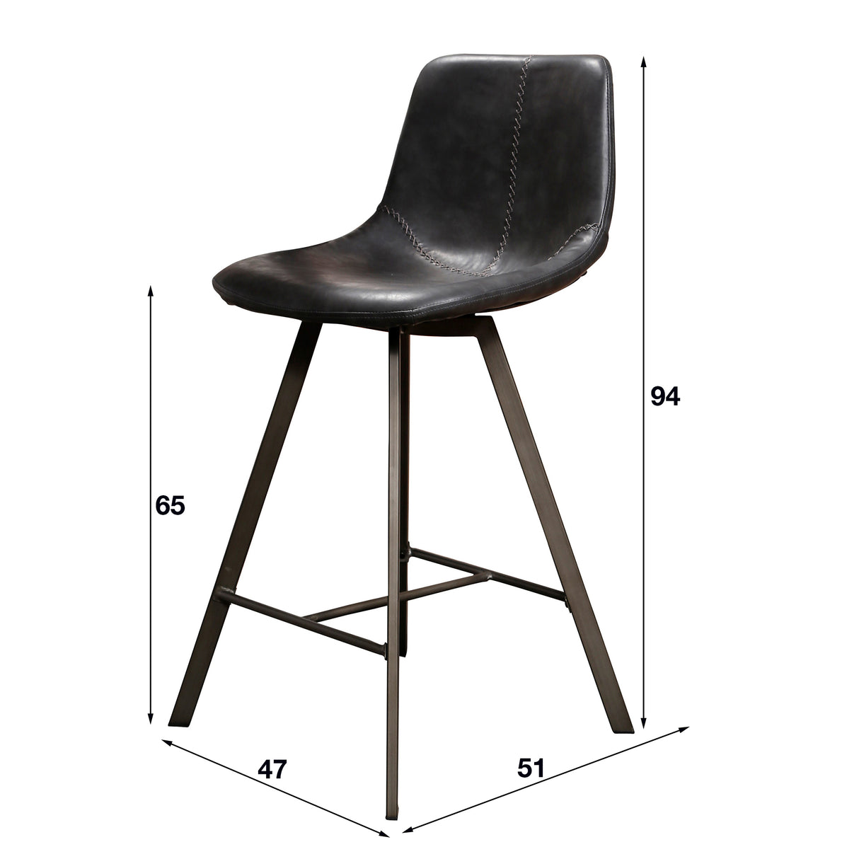 Barkruk Siena Zwart Saddle PU Kunstleer