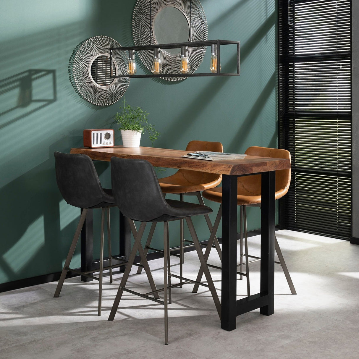 Set van 4 Barkrukken Siena Saddle PU bruin