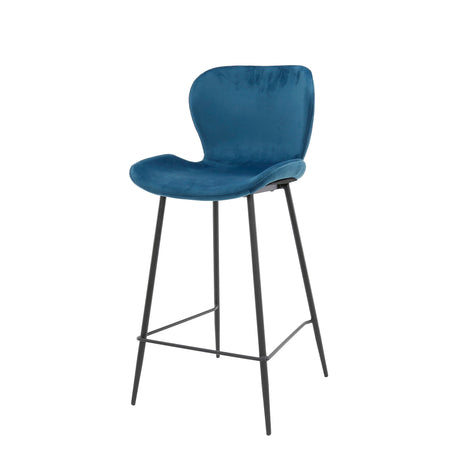 Taburete moderno de terciopelo azul sin brazos Argo 
