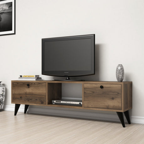 Muebles de TV Serenat Melamina negra 138x42.6x29.5 cm