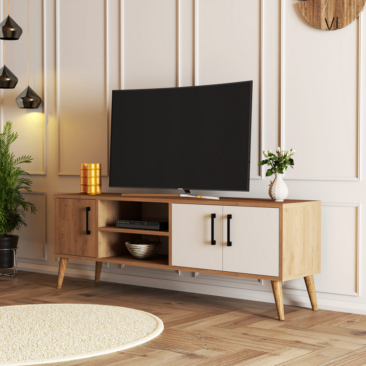 Muebles de TV Exxen Oak White Melamine 150x52x34 cm