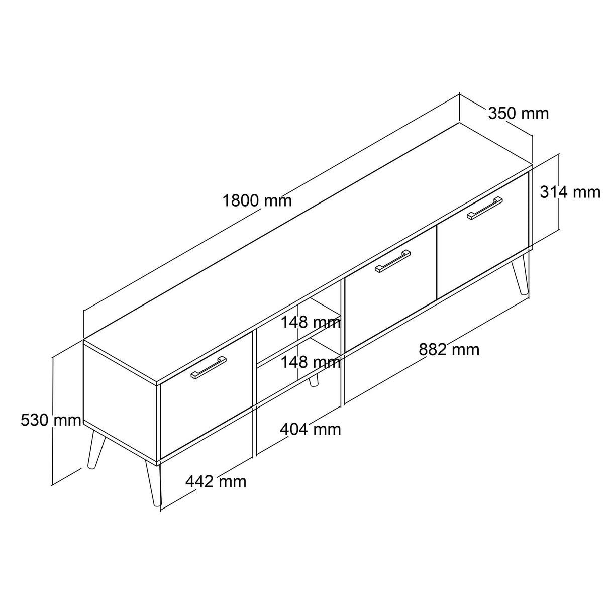 Muebles de TV Exxen Oak Melamine 180x52x35 cm