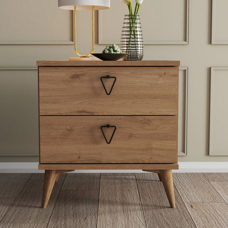 Mesa de noche Versa Oak Melamine 52x55.1x45 cm