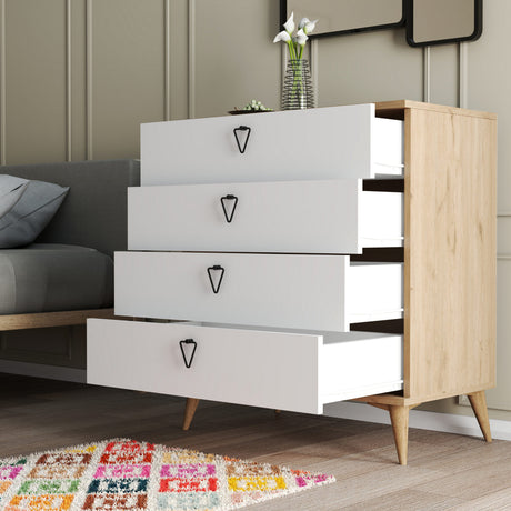 Cápsula de cajones Versa Oak White Melamine 80x90.8x45 cm