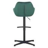 Taburete de barra de veneno Velvet verde: asiento de barra giratoria ajustable con reposabrazos