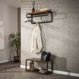 Perchero Arlo barra y tablero para sombreros 8 ganchos Drift marrón 