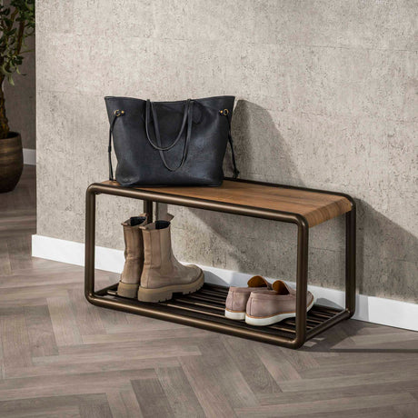 Banco de zapatos Senna Drift marrón 80x35 cm 