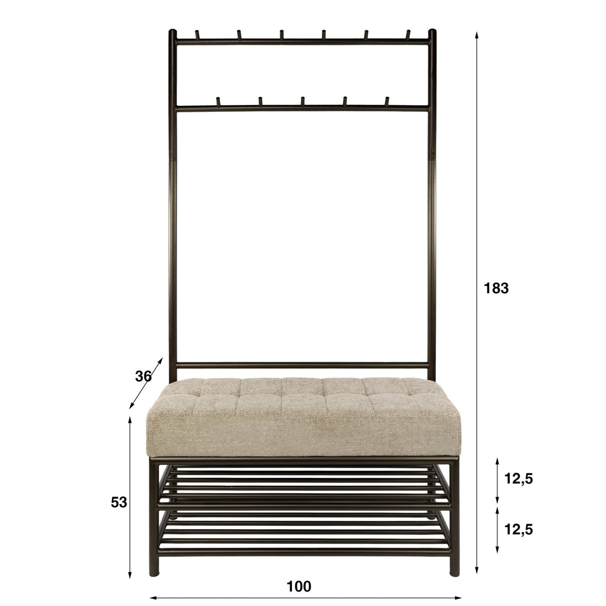Banco Bancroft para vestuario, color marrón, 100x39x183 cm 