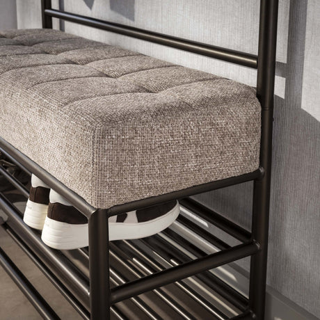 Banco Bancroft para vestuario, color marrón, 100x39x183 cm 