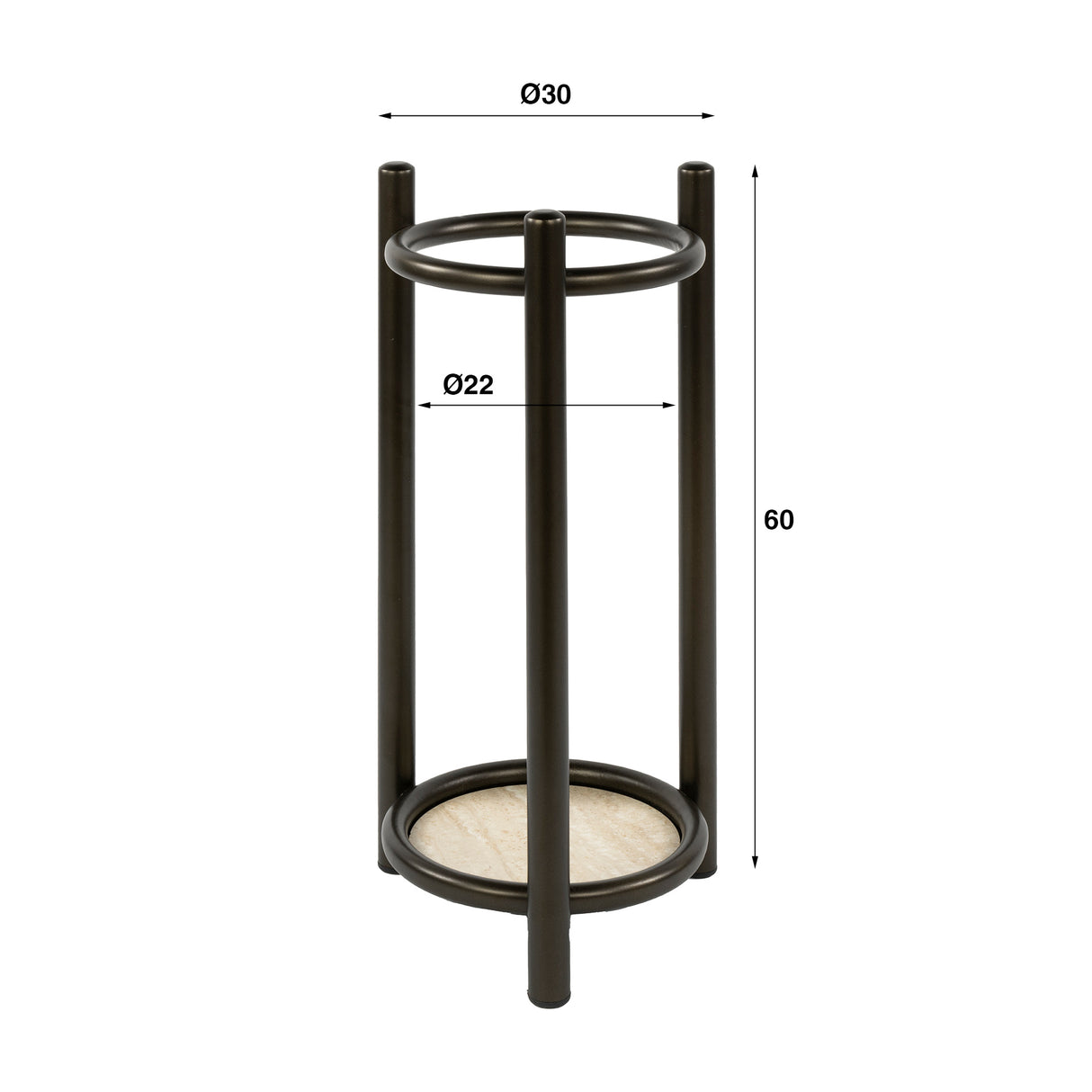 Orion Paraplubak Rond Drift marrón Ø30 H60 