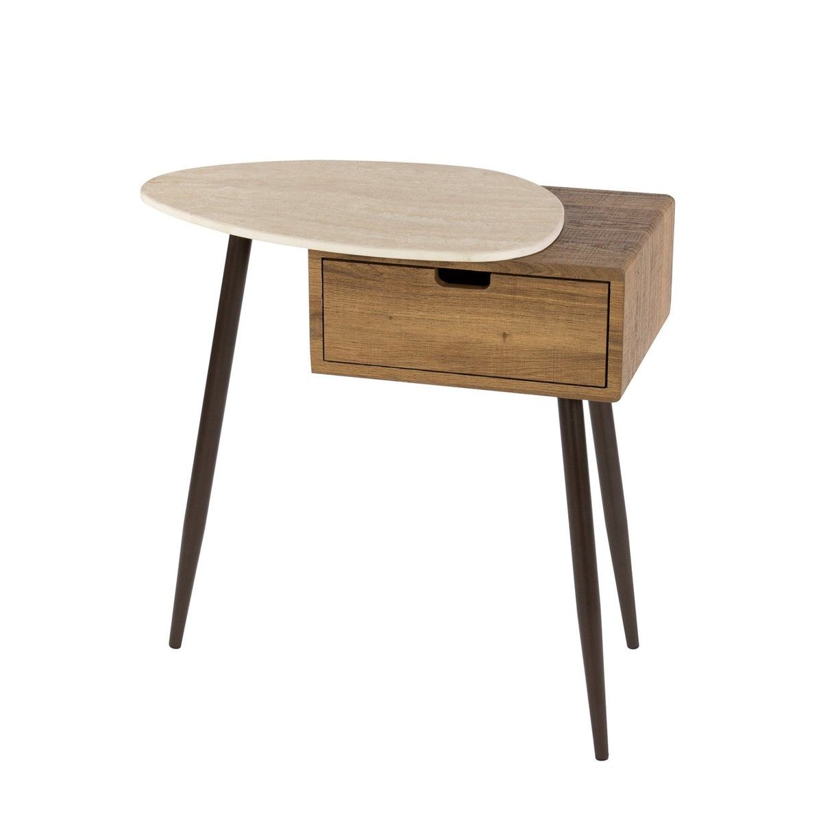 Mesita de noche Monza izquierda 1 cargador cerámica travertino 