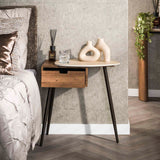 Borea mesita de noche derecha 1 cajón cerámica travertino 