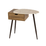 Borea mesita de noche derecha 1 cajón cerámica travertino 