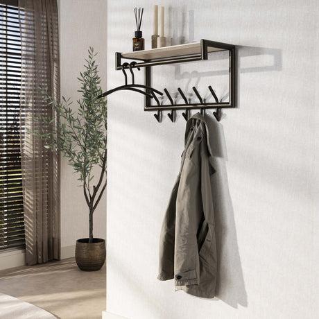 Pared de perchero Travertino 2x5 ganchos 65 cm Melamina 