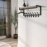 Perchero Aria barra y tabla de sombreros 2x7 ganchos melamina travertino 