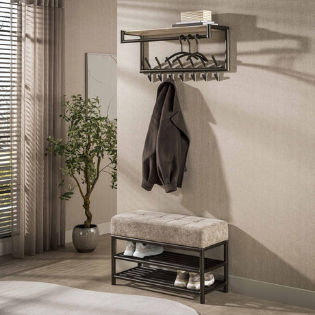 Schoenenbank-Schoenenbank Terra 85 cm bruin metaal-Dimehouse