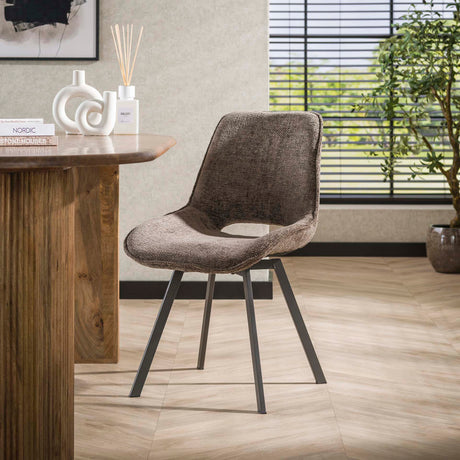 Conjunto de 4 sillas de comedor giratorias Silos chenilla topo 