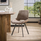 Conjunto de 4 sillas de comedor giratorias Silos chenille marrón 