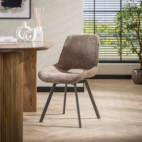 Conjunto de 4 sillas de comedor giratorias Silos chenille marrón 