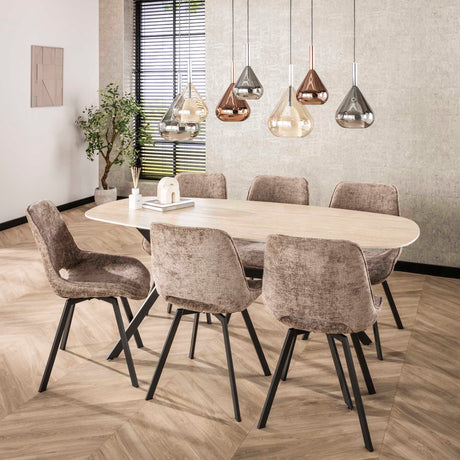 Silla de comedor moderna Riviera Rich Champagne giratoria sin reposabrazos 