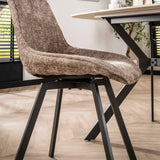 Conjunto de 4 sillas de comedor giratorias Silos chenille marrón 