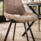 Conjunto de 4 sillas de comedor giratorias Silos chenille marrón 