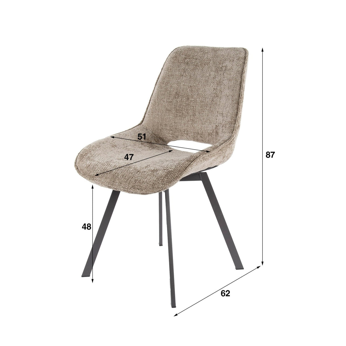 Conjunto de 4 sillas de comedor giratorias Silos chenille marrón 