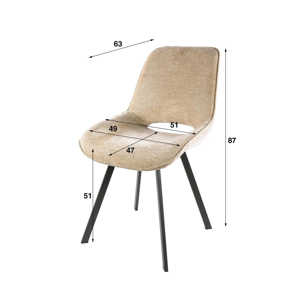 Juego de 4 sillas de comedor Avero giratorias Jaroq arena 