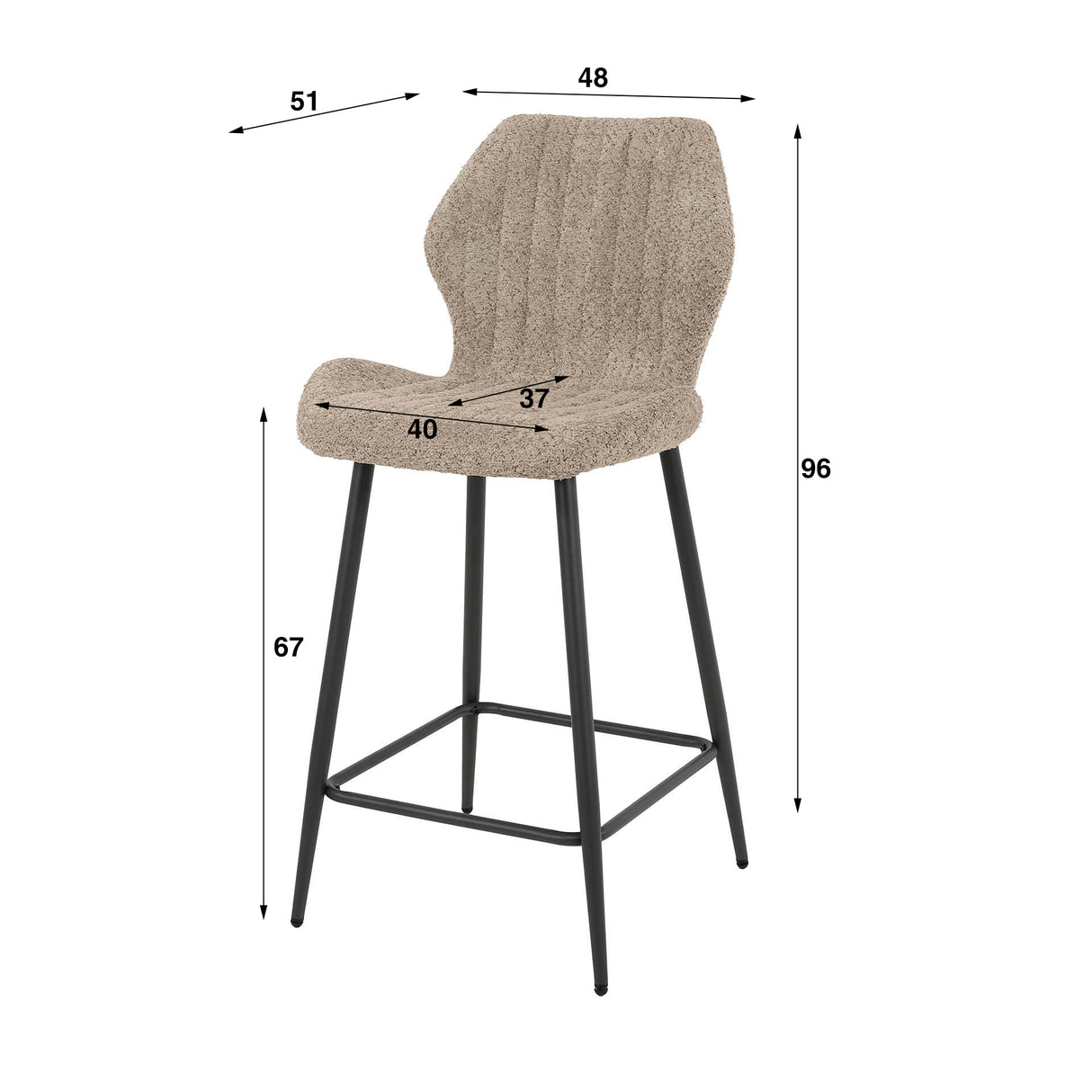 Set van 2 barkrukken Mira Bouclé Zand