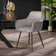 Sillas de comedor - Silla de comedor Rivo Rib Rock Silver Rib Asiento Tela - Dimehouse