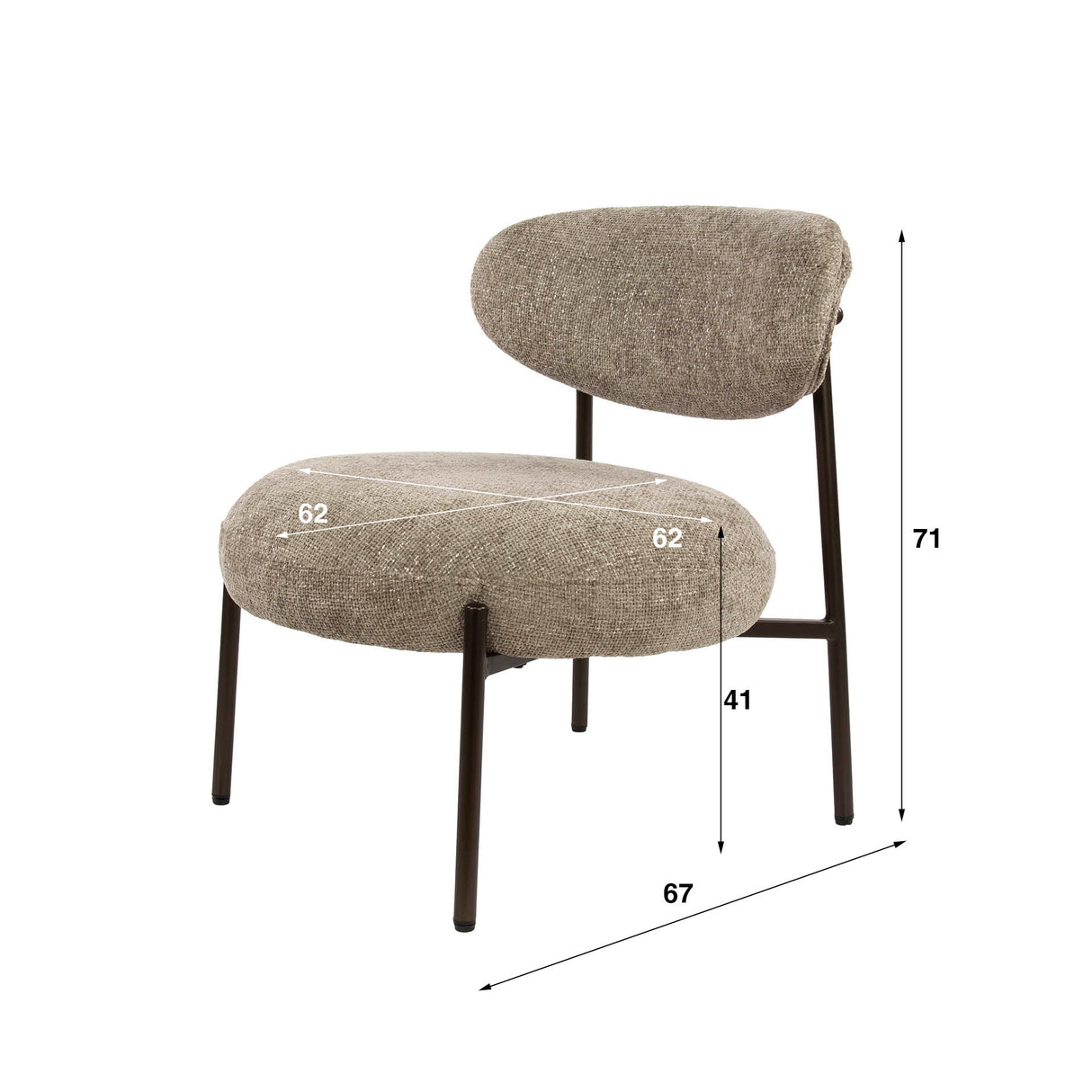 Fauteuil Nova Rond – Zandkleurige Stof