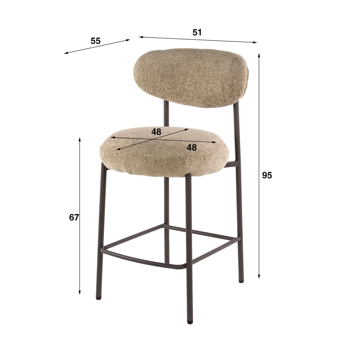 Silla de bar Round Duo Cargo tela arena - set de 2 