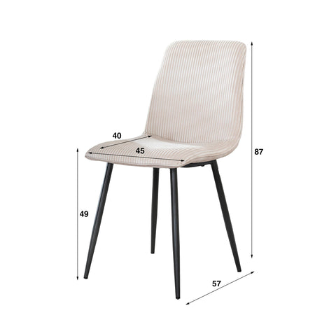 Silla de comedor de tela rib moderna en marfil Rock Lento 