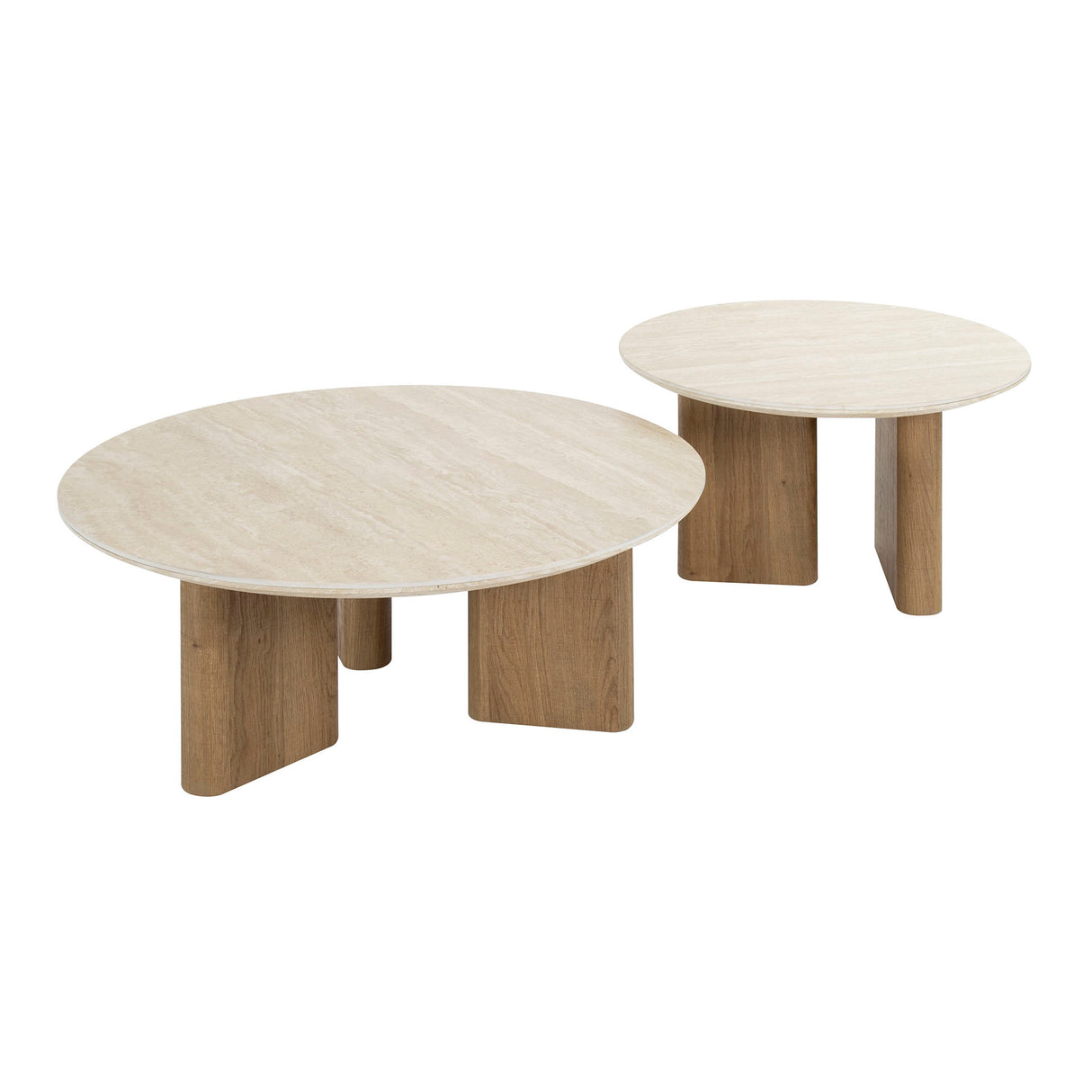 Salontafelset Nola Rond - Keramiek Travertin (2-delig)