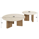 Salontafelset Nola Rond - Keramiek Travertin (2-delig)