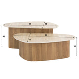 Salontafelset Trias – Set van 2, Driehoekig, Travertin Look