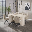 Mesas de comedor - Mesa de Comedor Ovalada Jimi 180x90 cm travertino beige - Dimehouse