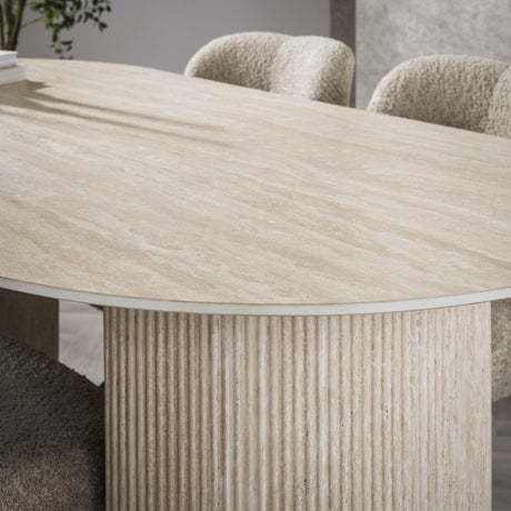 Mesa de comedor ovalada Jimi 180x90 cm travertino beige
