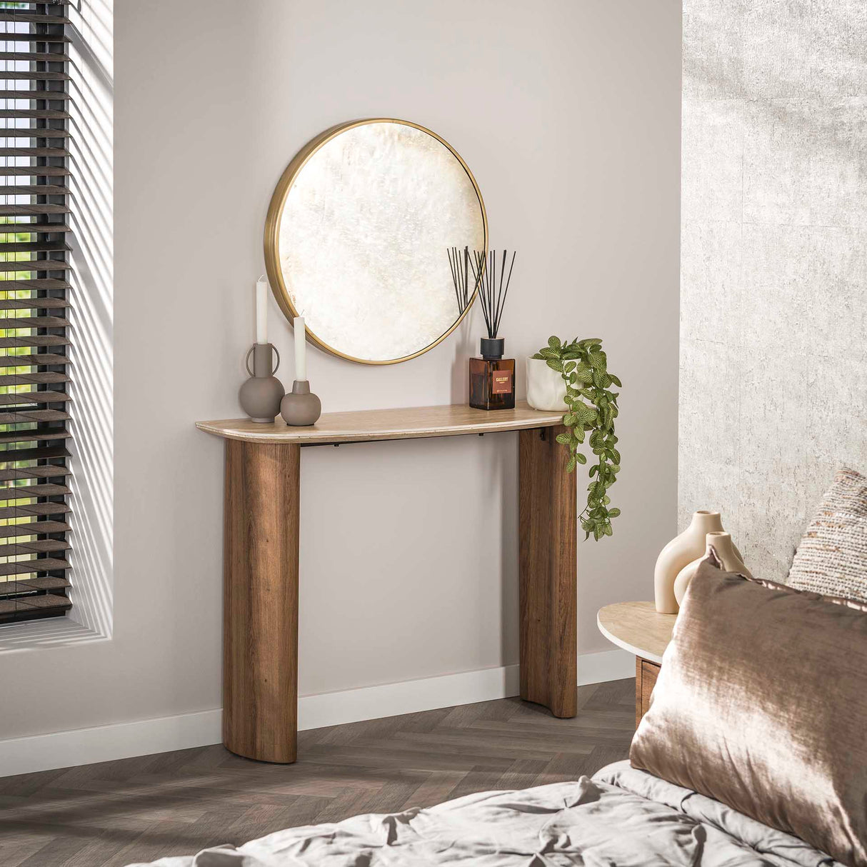 Monza Curvo Captafel Cerámica Travertino 100 cm 