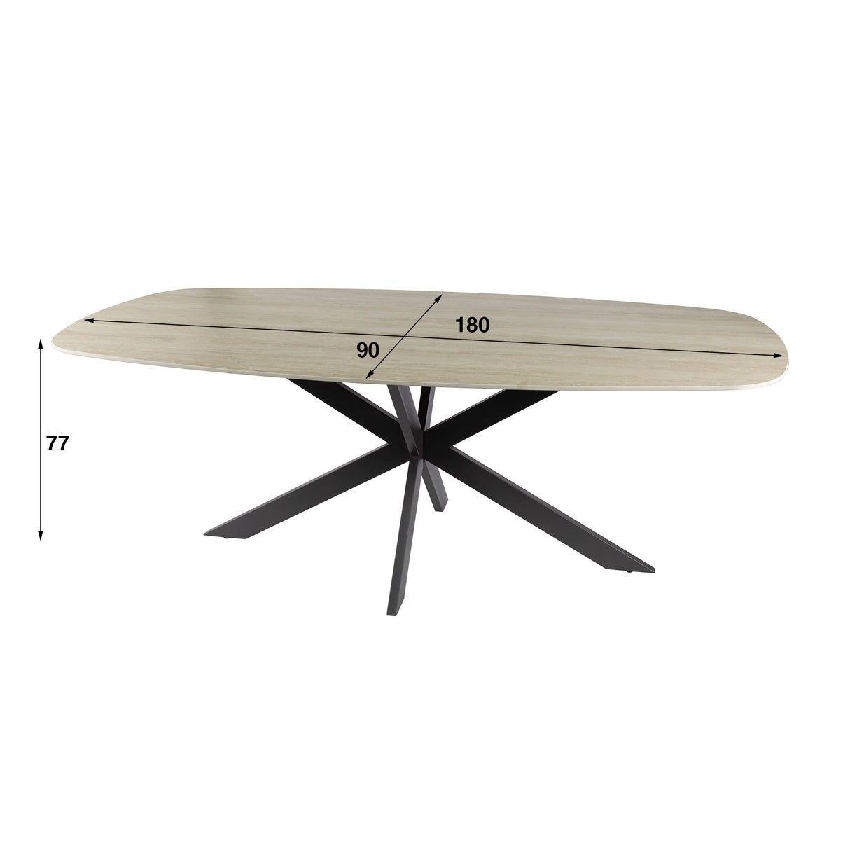 Mesa ovalada Aureo de 180 cm de cerámica de travertino 