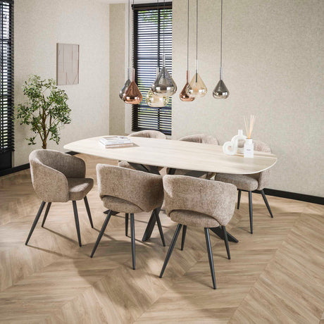 Valente Ovaal 215 Travertine 3D Keramiek Eettafel