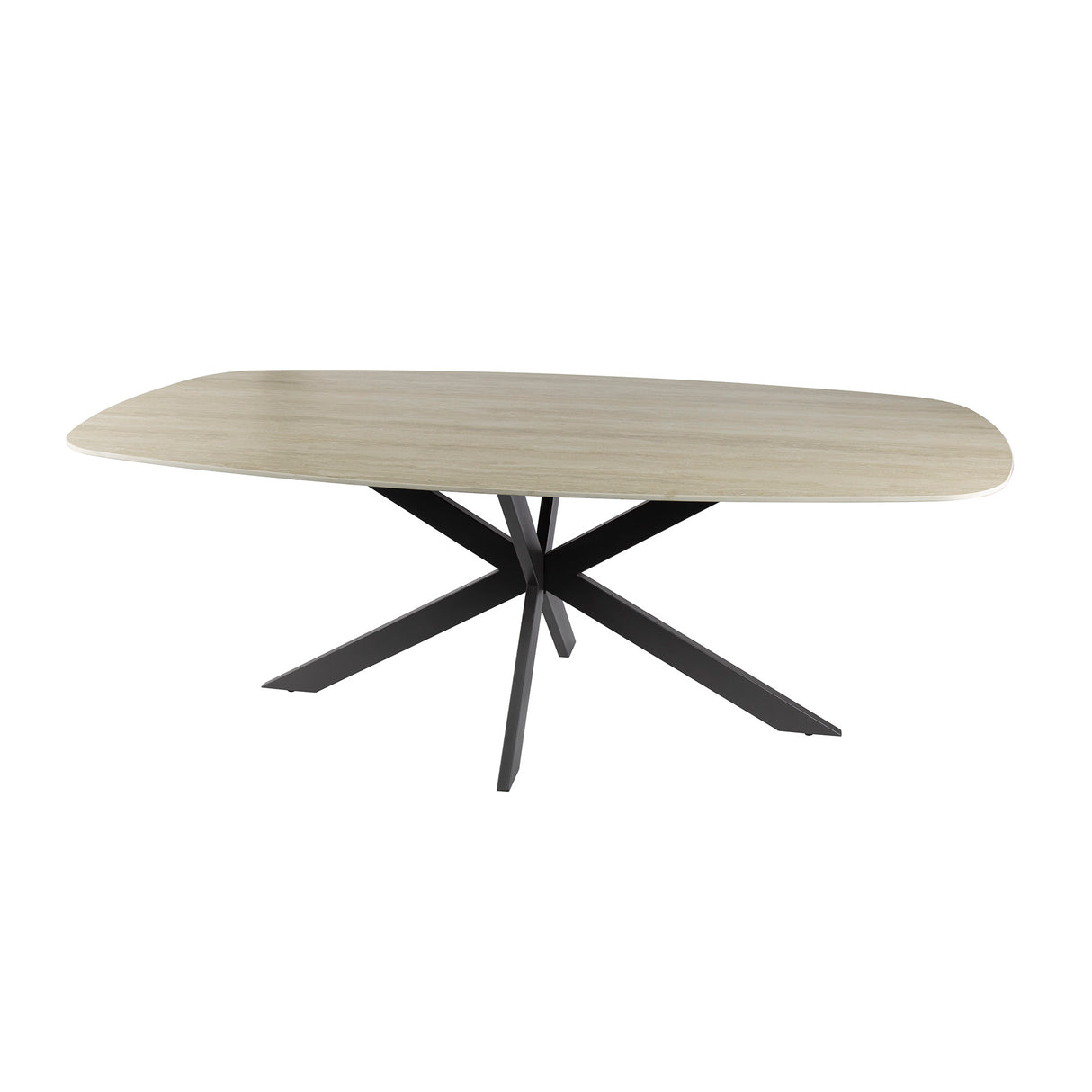 Mesa de comedor de cerámica 3D en travertino Valente Ovaal 215 
